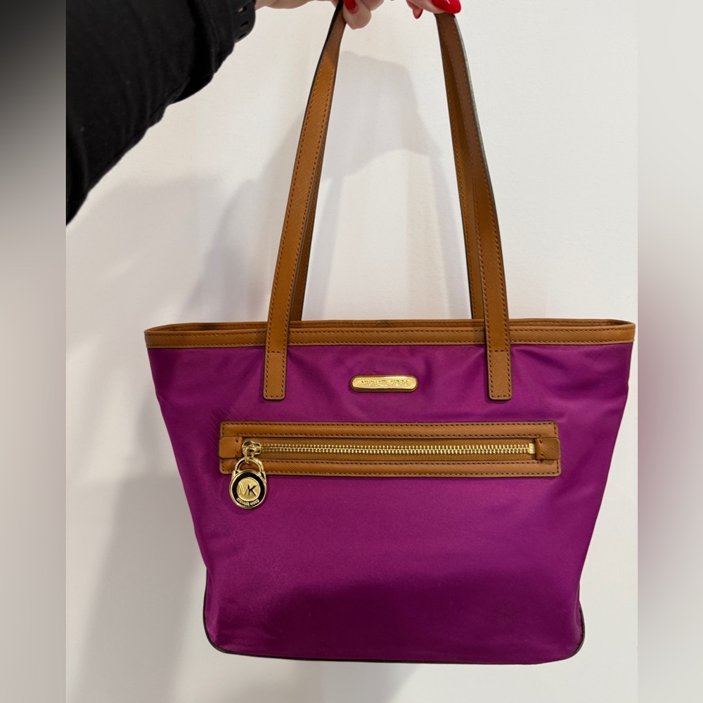 Michael Kors Vibrant Purple and Tan Tote
